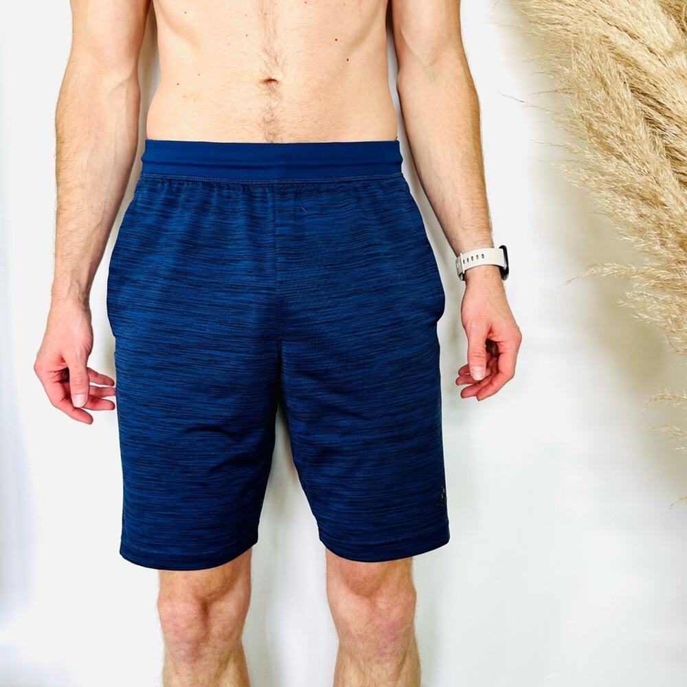 MENS ADIDAS Heathered Navy Blue Climalite Basketball Lounge Workout Gym Shorts M